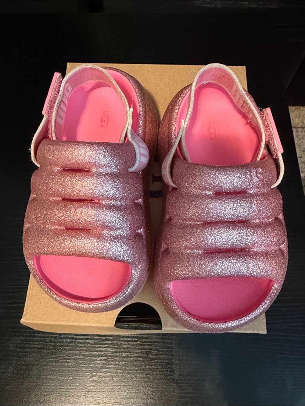 UGG Girls Pink Glitter Sandals